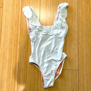 J. Crew White Ruffled one-piece swimsuit, women size 4